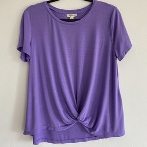 Style & Co Twist-Front Detail Shirt Purple Top.